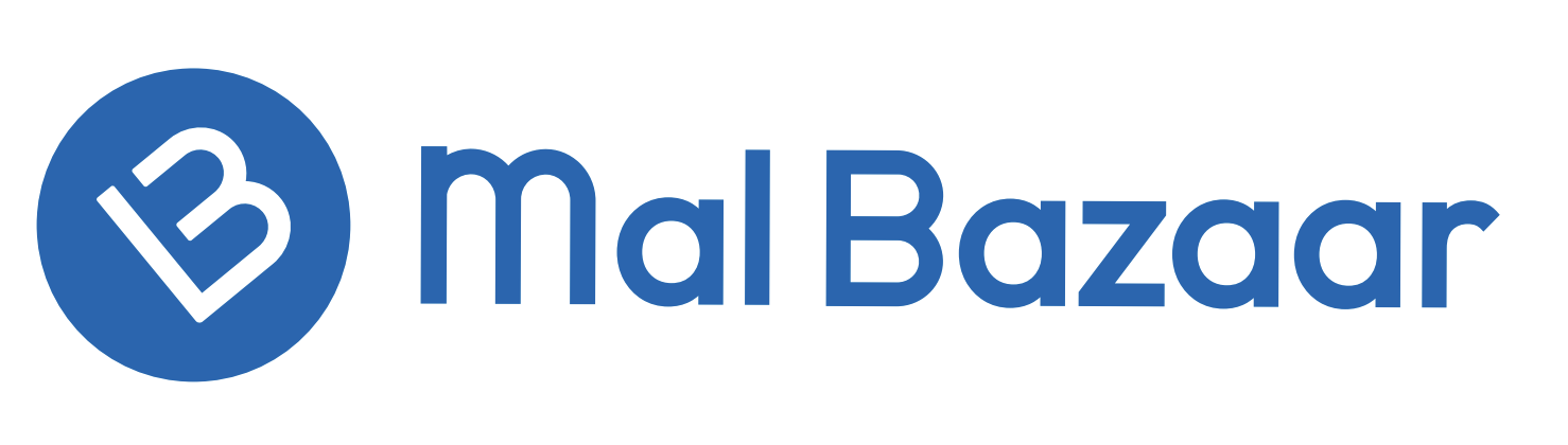 Mal Bazaar logo — blue circular badge with stylized 'B' and Mal Bazaar wordmark, partner of Startup Egypt